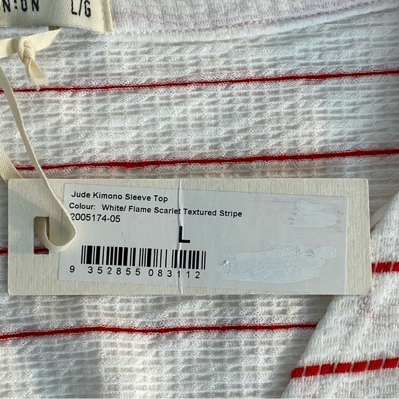 Cotton On Jude Kimono Wrap Around Crop Top Sz L White With Red Stripes - Picture 6 of 9